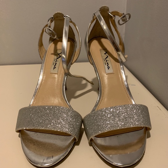 nina new york silver heels